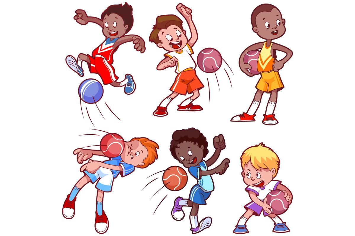Chłopcy grający w zbijaka (dodgeball)